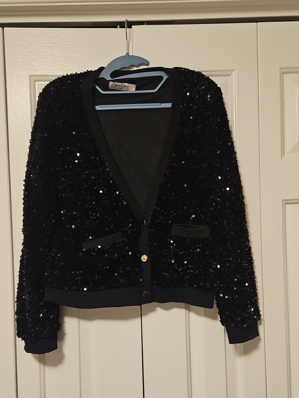 Sequin V-Neck Black Blazer Jacket - Brand: Blank